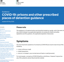 COVID-19  Prisons And Other Prescribed Places Of Detention Guidance - GOV UK